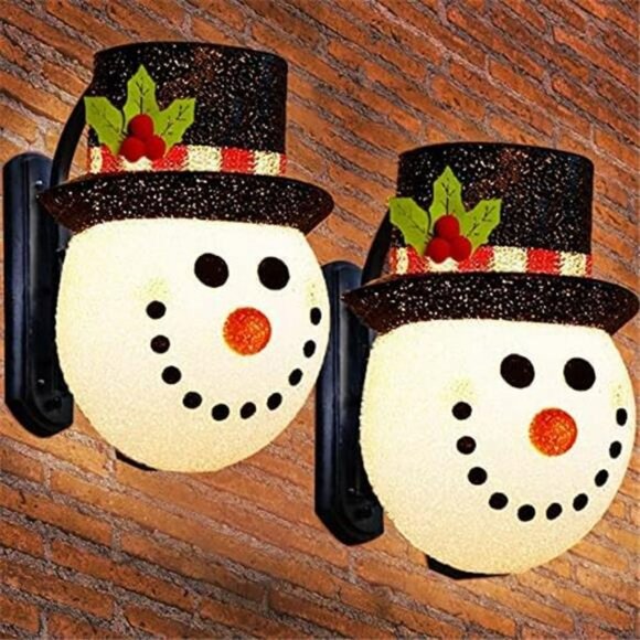 2 Pcs Christmas Porch Light Covers, Outdoor Snowman Christmas Decorations - Picture 2 of 7